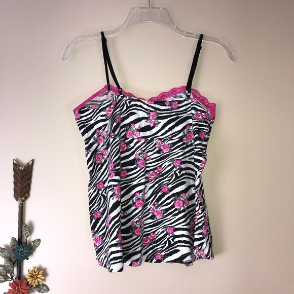 Bobbie Brooks Zebra Print Sleep Tank Sz 1X EUC - Picture 4 of 5